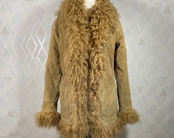 Vintage Geniue Suede Leater Charlotte Simone Jacket With Mongolian Lamb Fur Jacket Etsy Hong Kong