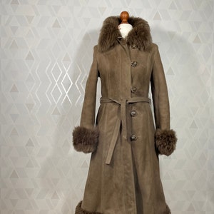 Penny Lane Biege Shearling Sherpa Lambskin Bohemian Hippie Fur Coat_