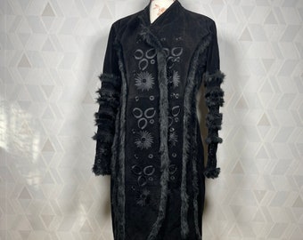 Vintage suede leather embroidered penny lane coat size