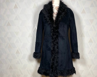 Vintage Penny Lane vegan suede & vegan fur hippie  coat so magical!_