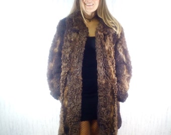 Vintage Coat PERSIAN LAMB FUR Vintage Curly Fur Luxury Midi Coat Brown Fur Winter Luxe Ladies Coat Medium