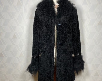 Vintage penny lane 70s real mongolian fur and bukle meterial jacket size S/M_