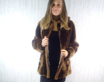 Vinatge Faux Sheared Beaver Eco Fur Jacke, Made in Sweden