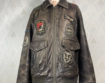 た*ど様 90s vintage A-2type leatherflight j Vintage Type A-2 Flyers Leather Jacket Large 1990s A-2