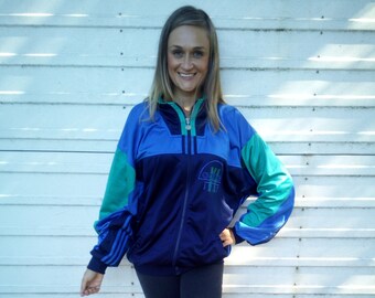 Adidas Sport D9 f198 Size 46 / 48 / XL Big Logo Treofil Jacket Hoodie Vintage