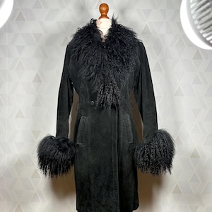 Vintage Penny Lane long suede and real mongolian fur afgan real leather fur Daisy Jones coat  So special to YOU! Size M _