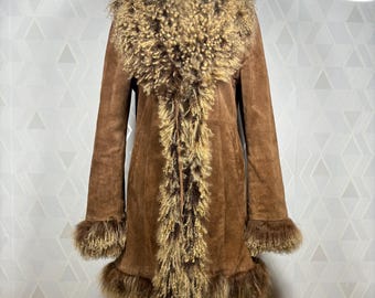 Vintage Gorgeous Genuine Leather Mongolian Fur Jacket in