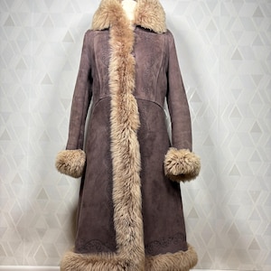 INSANE RARE original 1970&#39;s shearling lambskin hippie afghan amazing WOODSTOCK floral embroidered design penny lane coat_