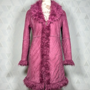 Vintage Fuchsia Penny Lane 70s style Pink Hippie Afghan Coat Faux Woodstock Bohemian y2k Penny Lane inspired Size M