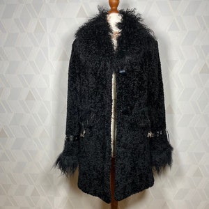 vintage penny lane des années 70 véritable fourrure mongole et veste meterial taille S/M_