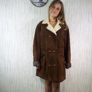 Vintage Sheepskin Sherling Coat Garanteras AktaGetskinn  58