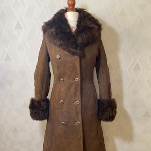 Vintage Morlands Dubble Breasted Lambskin English Sherling  Hippie 70s Coat_