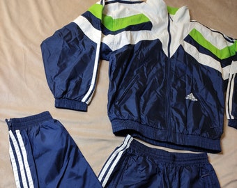 Vintage Adidas Tracksiute Pants and Jacket Set Windbreaker Jacket Size M_