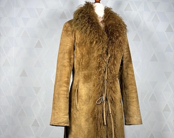 Vintage Gorgeous Genuine Leather Mongolian Fur Jacket in