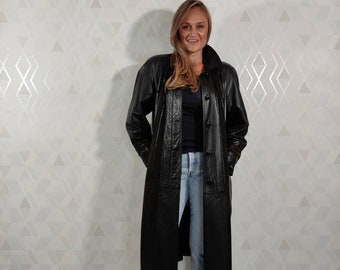 FREEDOM rum leather long trench coat ダブル メンズ