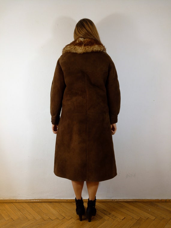 Vintage Sheepskin 80s Coat Sherpa Shearling Coat … - image 4