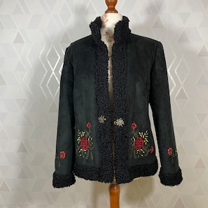 Faux Fur Coat Vegan Black Vintage Winter Coat_
