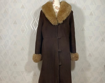 Vintage 60s 70s shearling sheepskin princess coat Penny Lane afghan 1960s Bohemian Hyppie Coat_