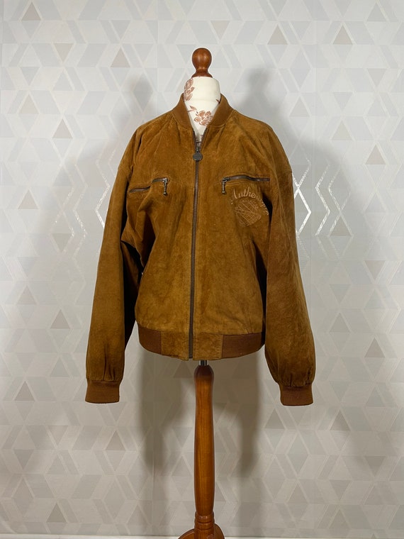 Vinatge Petroff Unlimited Around the Word Suede Leather Bomber
