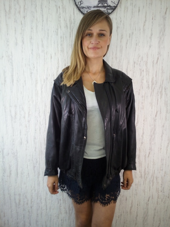 Jacket Bomber made in Finland Teuva Real Black Le… - image 2