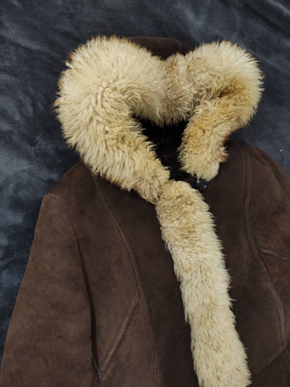 Vintage shearling woodstock sheepskin coat with h… - image 4