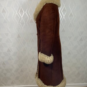 Manteau Long Vintage En Cuir Véritable Pour Femme - Taille L - Style Trench Marron - Occasion En Très Bon état