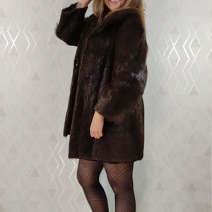 Vintage_Italy Dark Chocolate Pellcicerio Elite Real Fur Jacket image 5