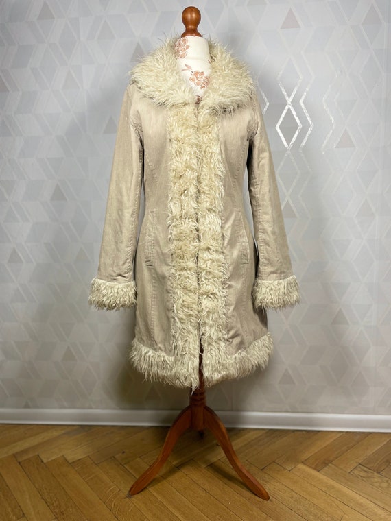 Corduroy penny lane coat with 70s style icon Wood… - image 1