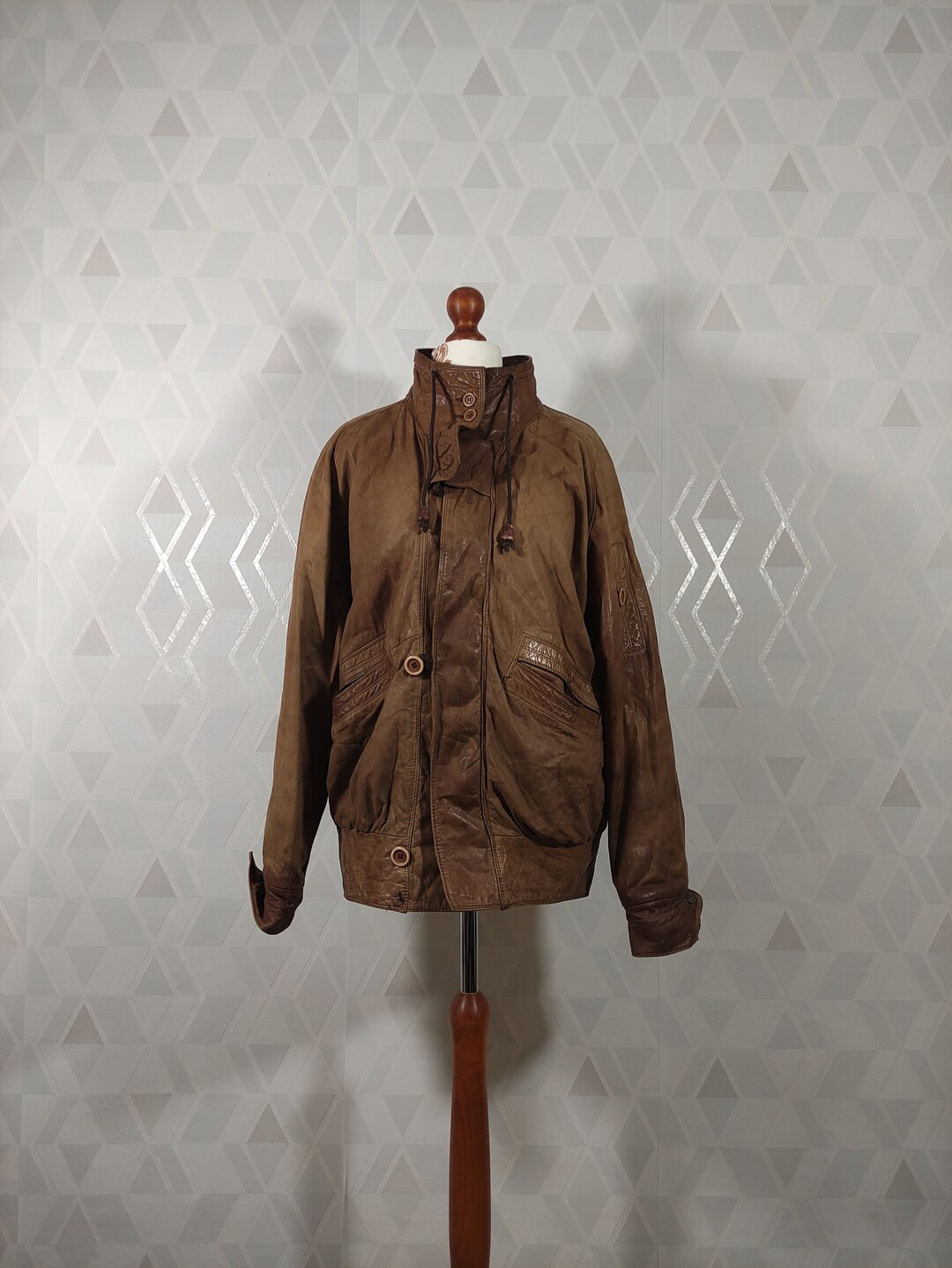 Vintage Leather Jacket by Gatto International Made in Korea - Etsy