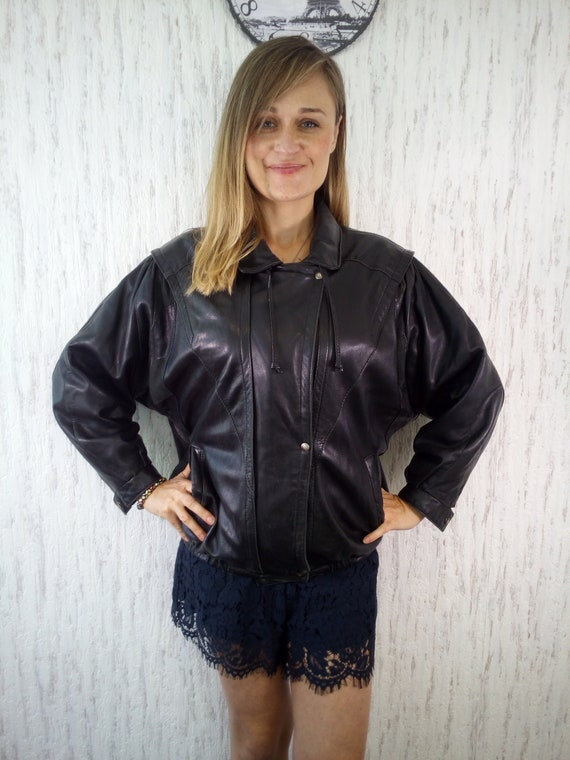 Jacket Bomber made in Finland Teuva Real Black Le… - image 1
