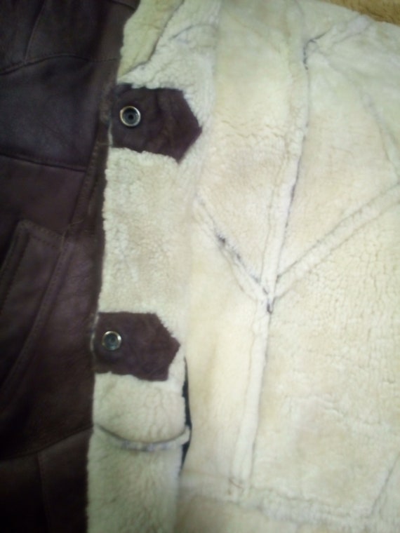 Vintage 80s Sheepskin Shearling Patched Jacket Co… - image 7
