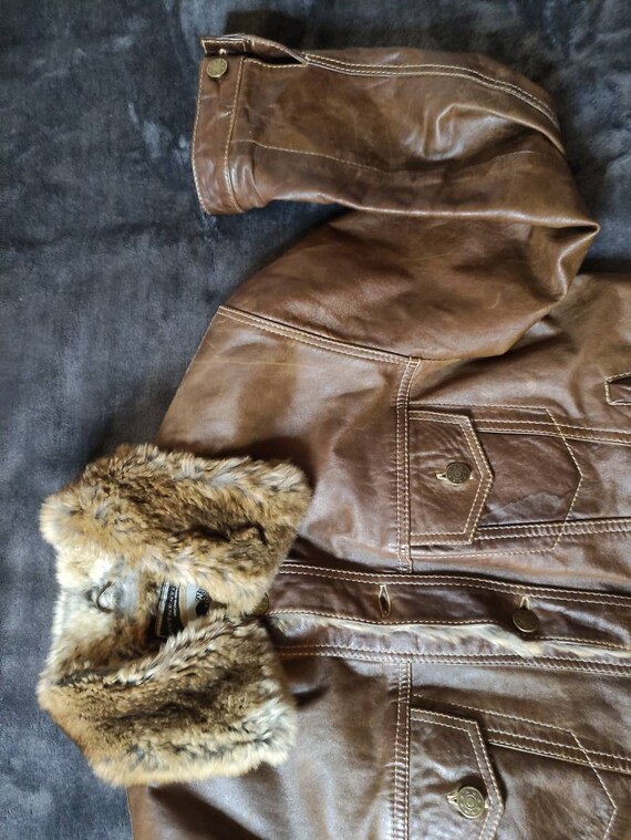 Vintage * Jacket Wild Cats Real Leather Rabit Fur Lining Size S - Etsy