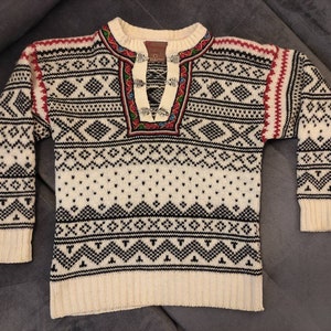 Vintage Christiania Pure Wool Norwegian Jumper Norway Folck Sweater Ski Size S *