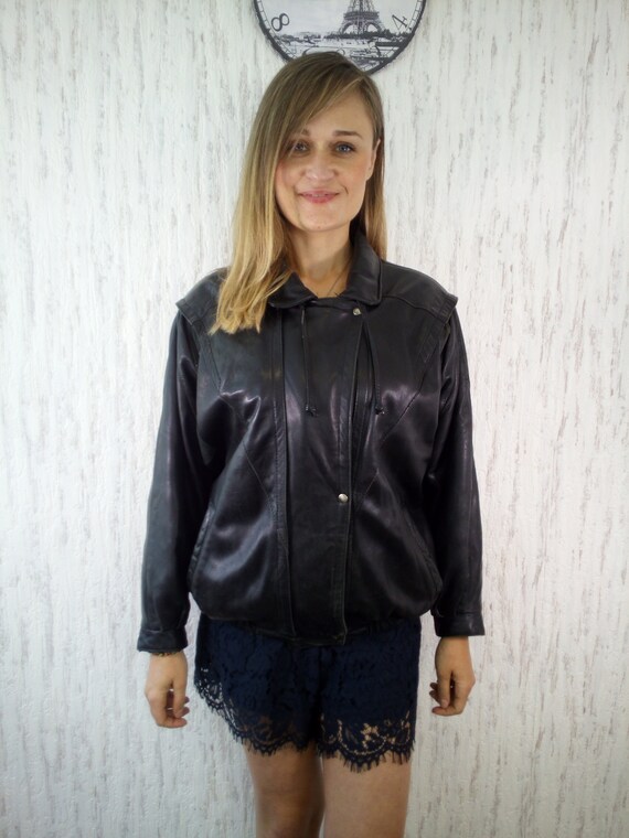 Jacket Bomber made in Finland Teuva Real Black Le… - image 3