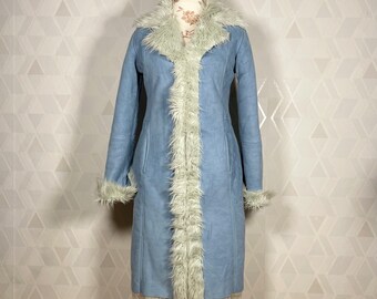 Super Groovy Penny Lane faux suede and faux fur almost famous styled 70s furry coat_