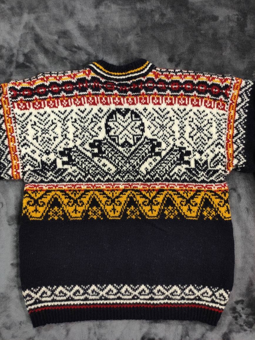 【VINTAGE】EUROPE IMPORT ハンドニット レトロ 古着 90's Hand Knit Flower Pattern Sweater 90年代 ハンドニットセーター
