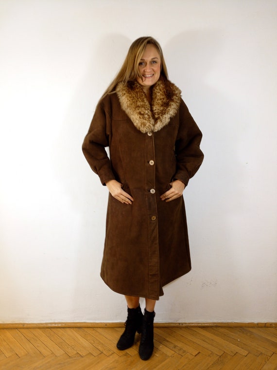 Vintage Sheepskin 80s Coat Sherpa Shearling Coat … - image 1