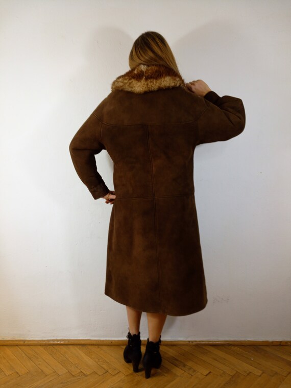 Vintage Sheepskin 80s Coat Sherpa Shearling Coat … - image 5