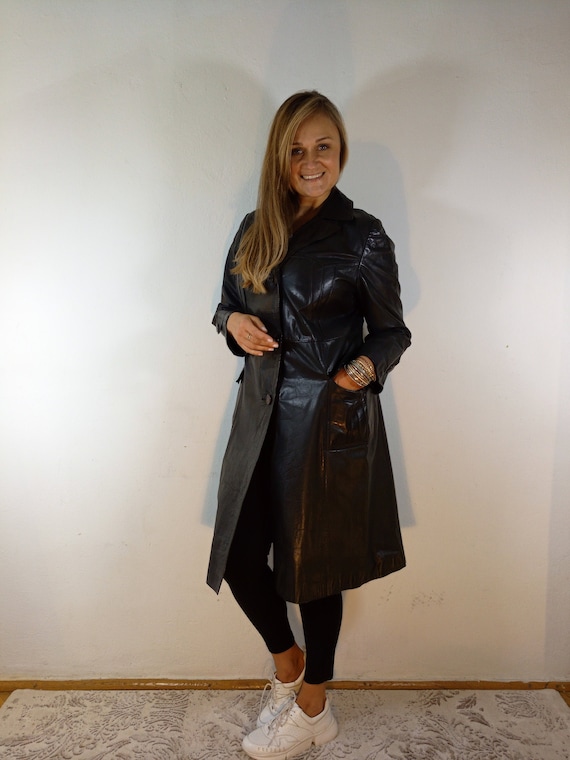 Vinage_Leather Trench Coat Tailroed Leather Trenc… - image 2