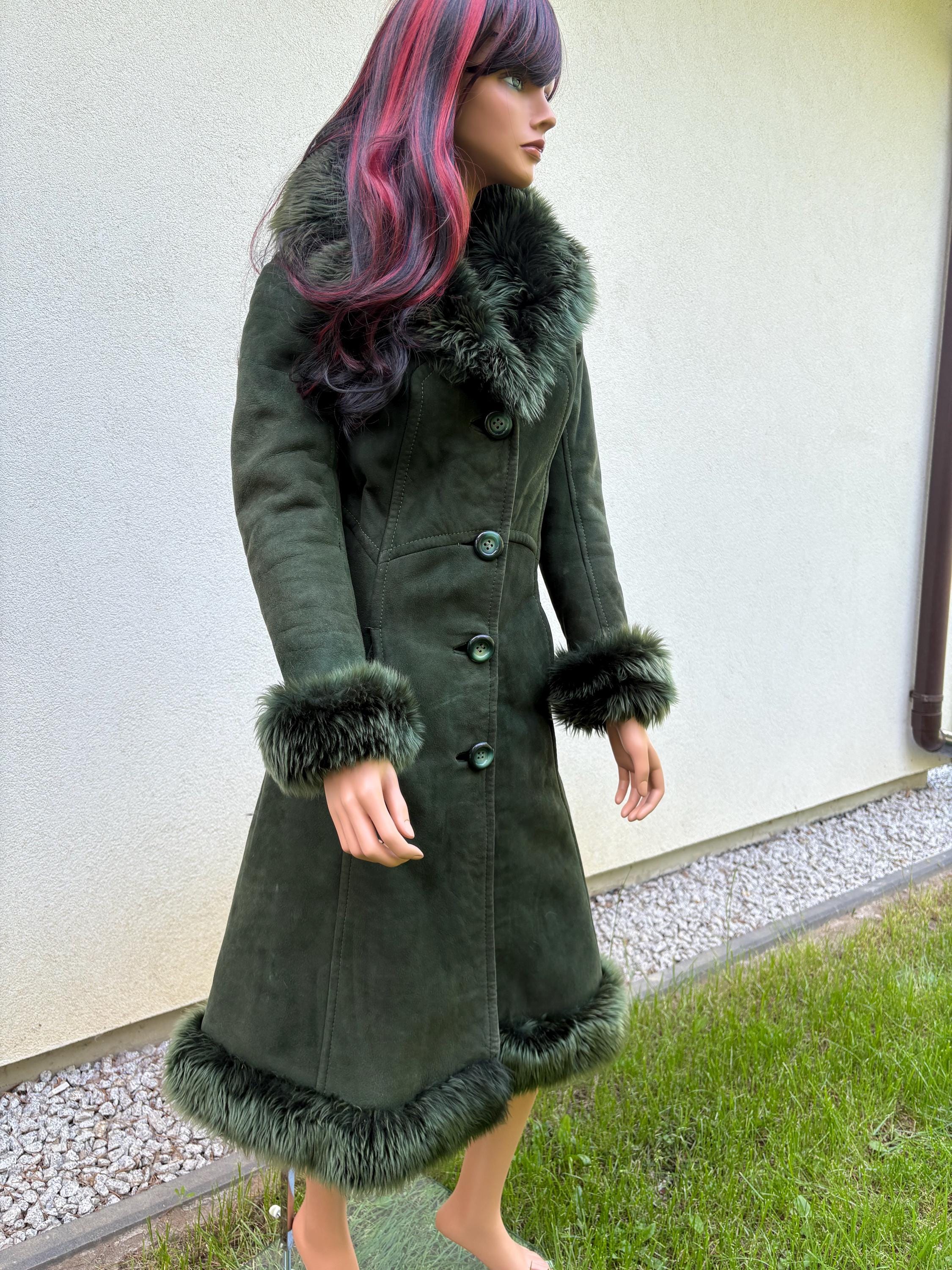 EXTREMELY RARE! Green Magic Vintage 70s Afghan Coat. Rare Lambskin