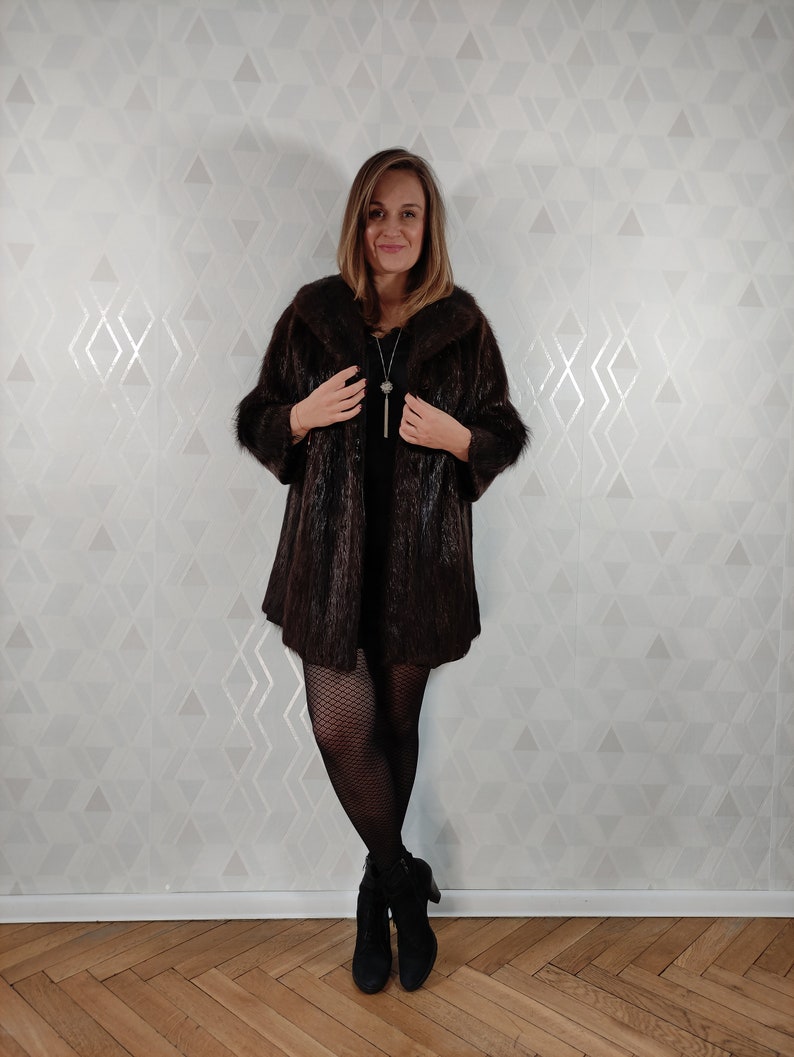 Vintage_Italy Dark Chocolate Pellcicerio Elite Real Fur Jacket image 6