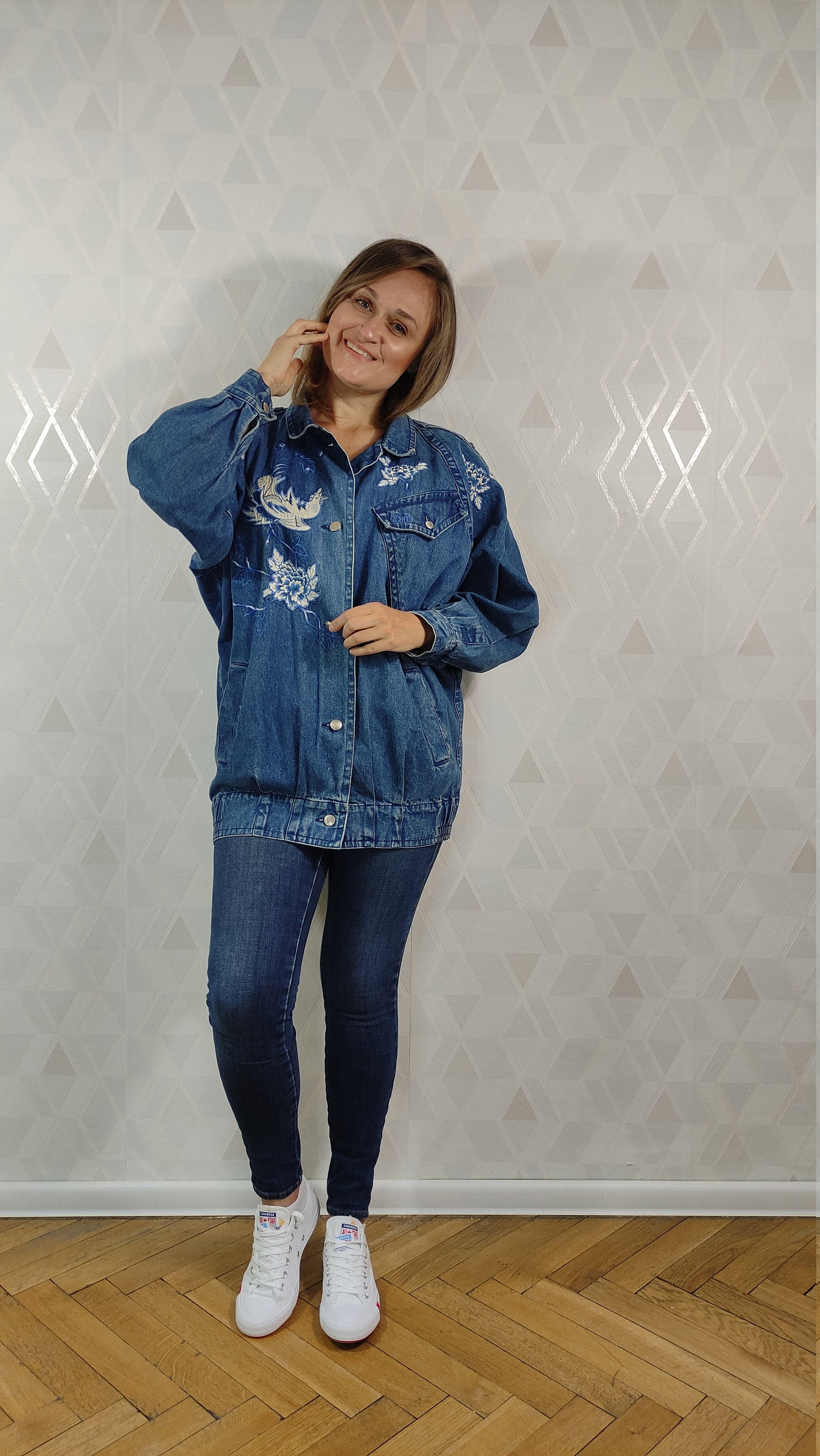 Vintage Zaffiri Embroidered Oversize Zaffiri Jeans Jacket