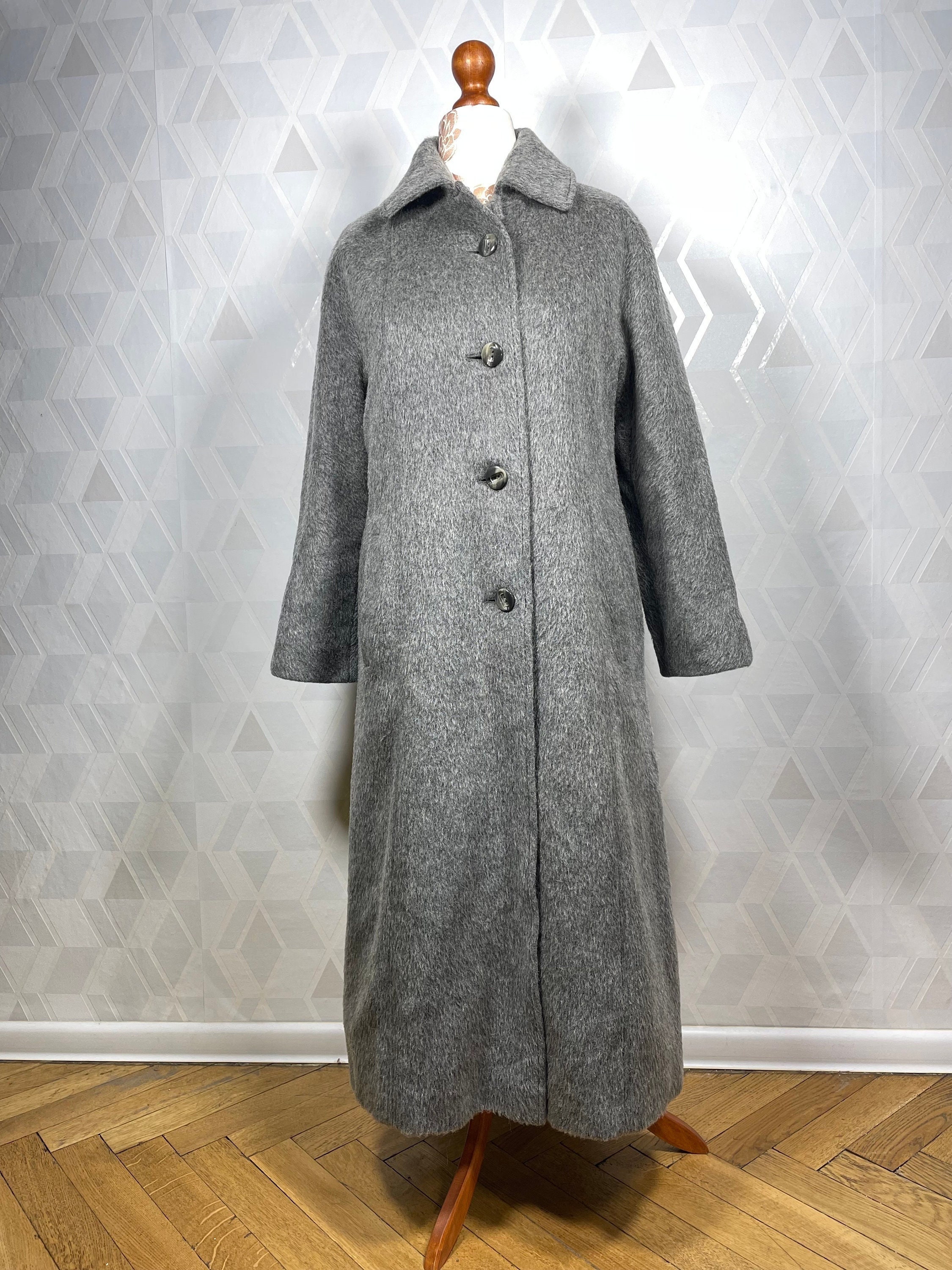 Vintage Idland Llama Wool Coat 80s Gray Made in Finland