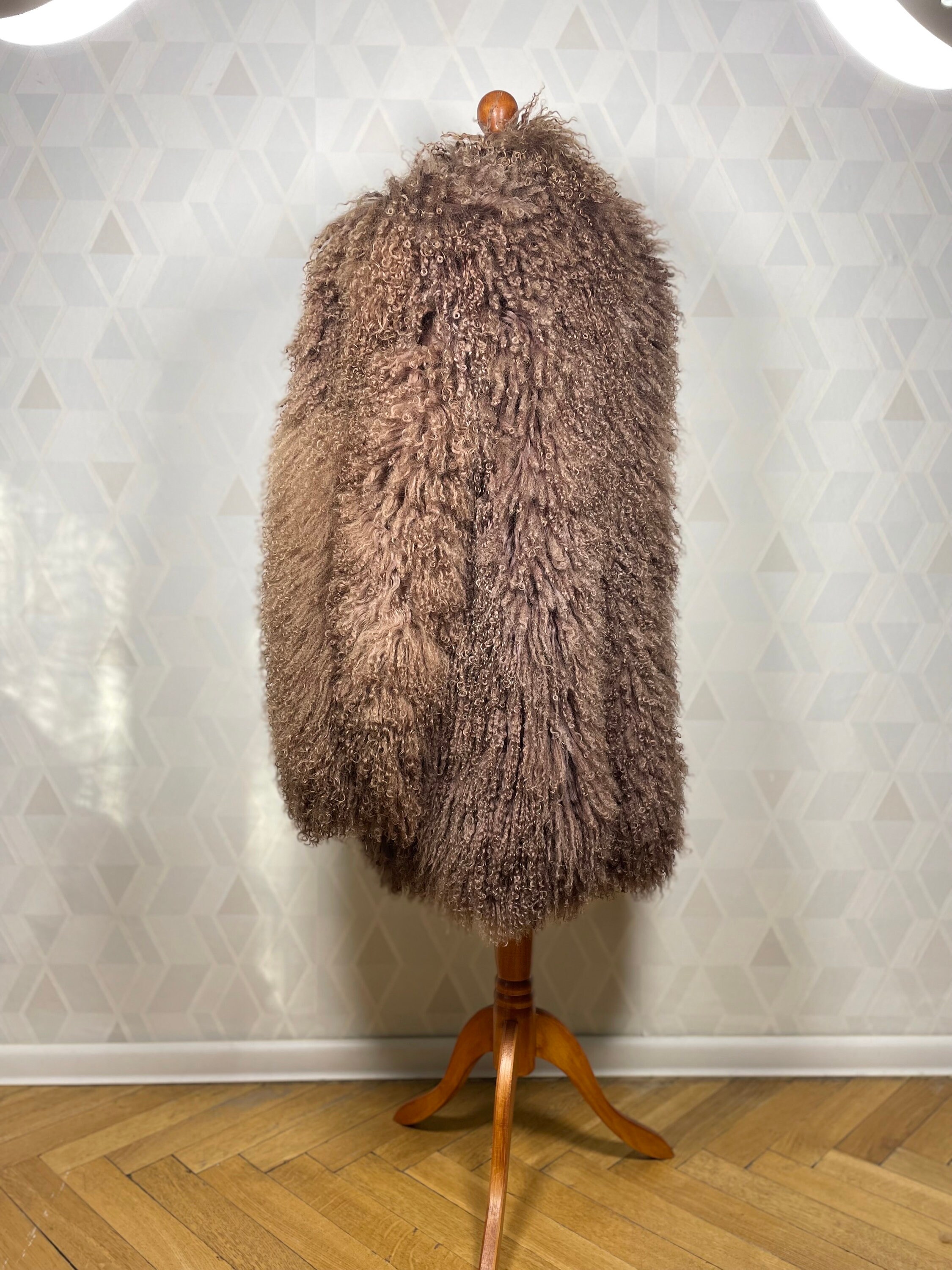 コート PLAIN FW25 TIBET FUR SHORT JACKET (CLA24102 GREEN) Vintage 70s Mongolian Tibetan Lamb Fur Boho Coat Studio 54