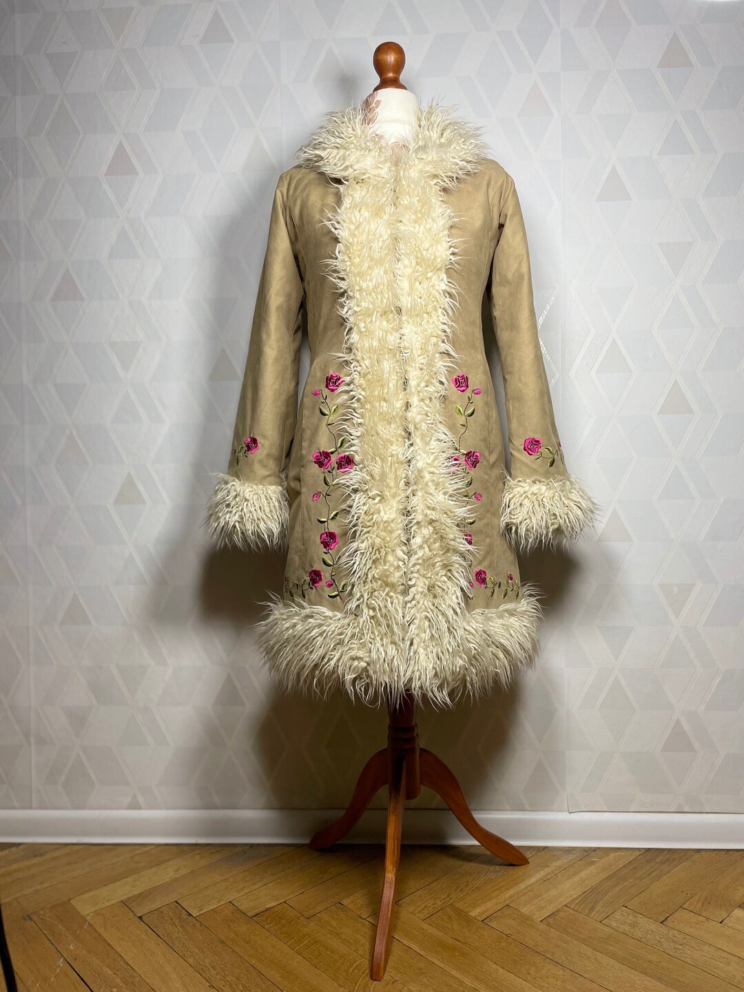 Penny Lane Faux Fur Coat Vegan Hairy Biege Vintage Winter Coat_ - Etsy