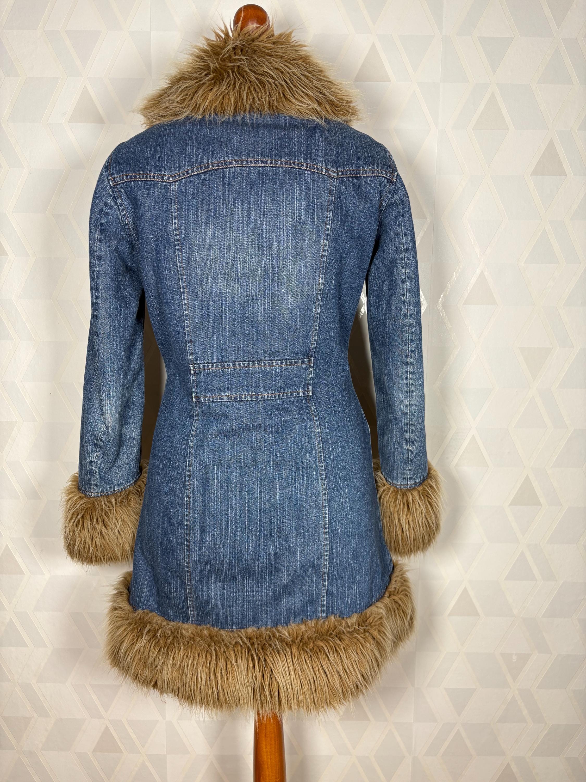 Rare Vintage Shaggy Jeans & Faux Fur Vegan PENNY LANE 70s Style
