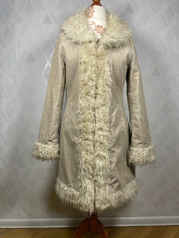 Corduroy penny lane coat with 70s style icon Wood… - image 3