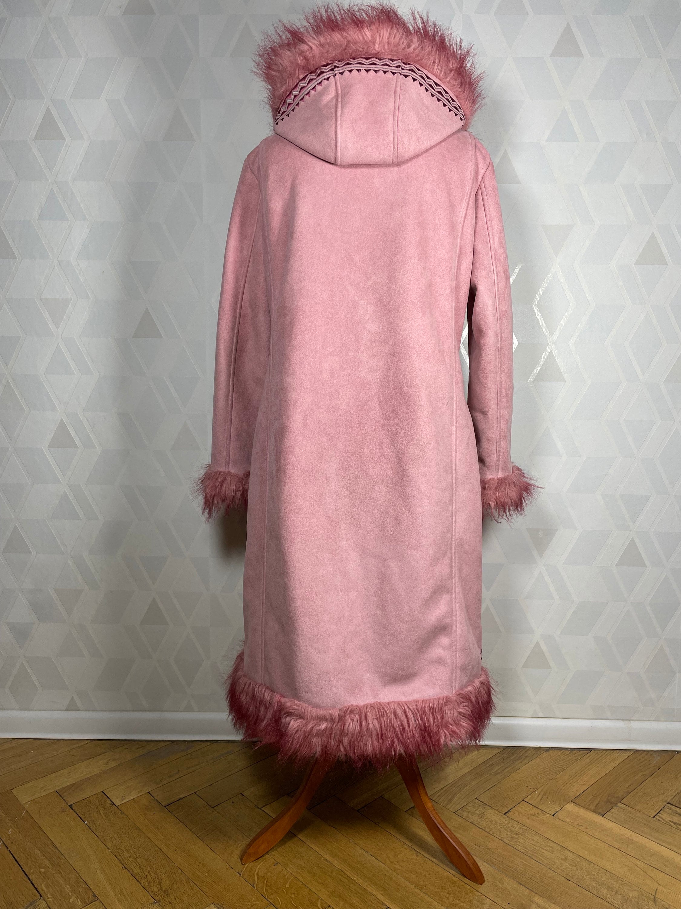 Magical 70s Style Afghan Hippie Vegan Coat. Penny Lane Pink