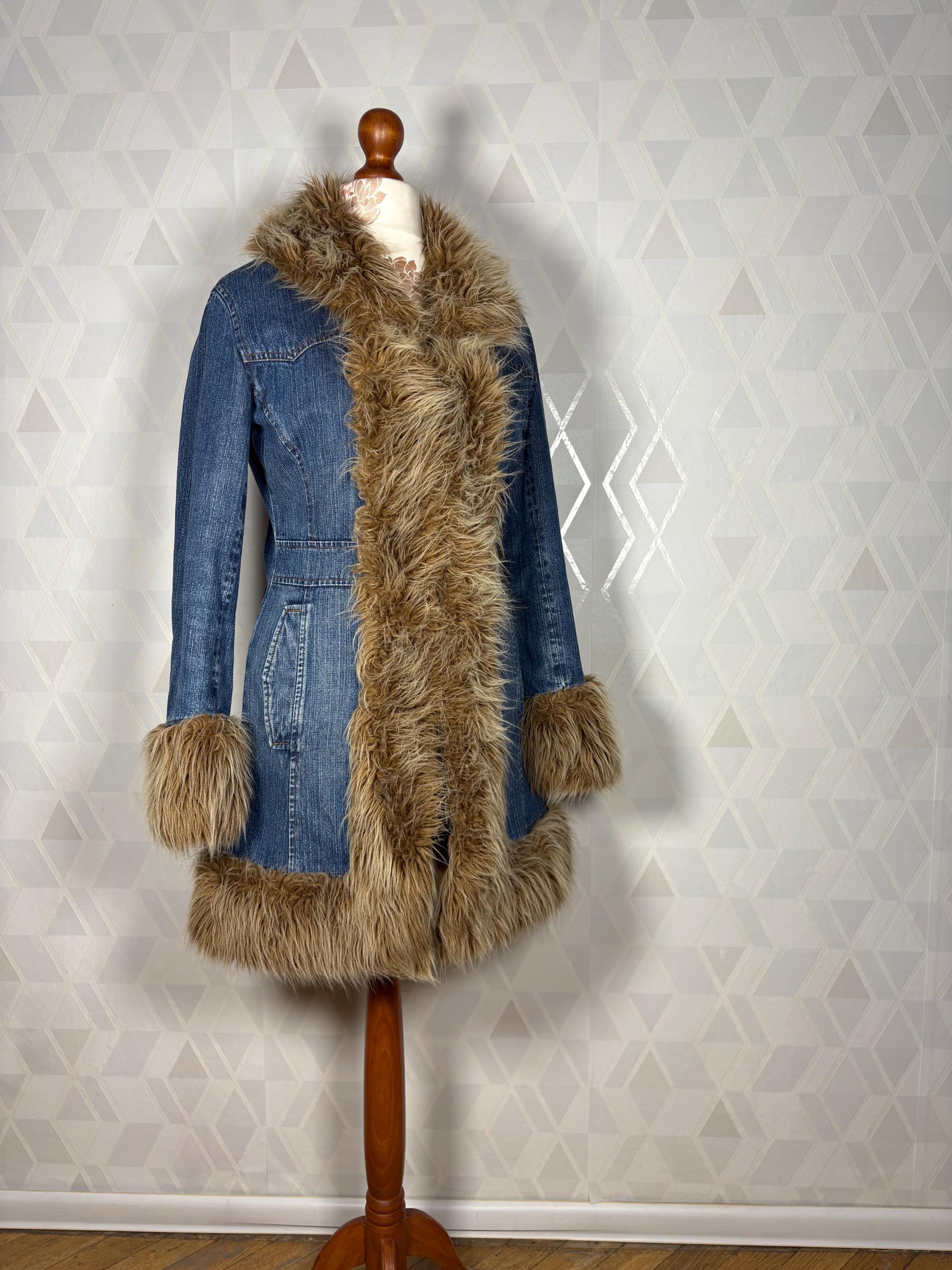Rare Vintage Shaggy Jeans & Faux Fur Vegan PENNY LANE 70s Style