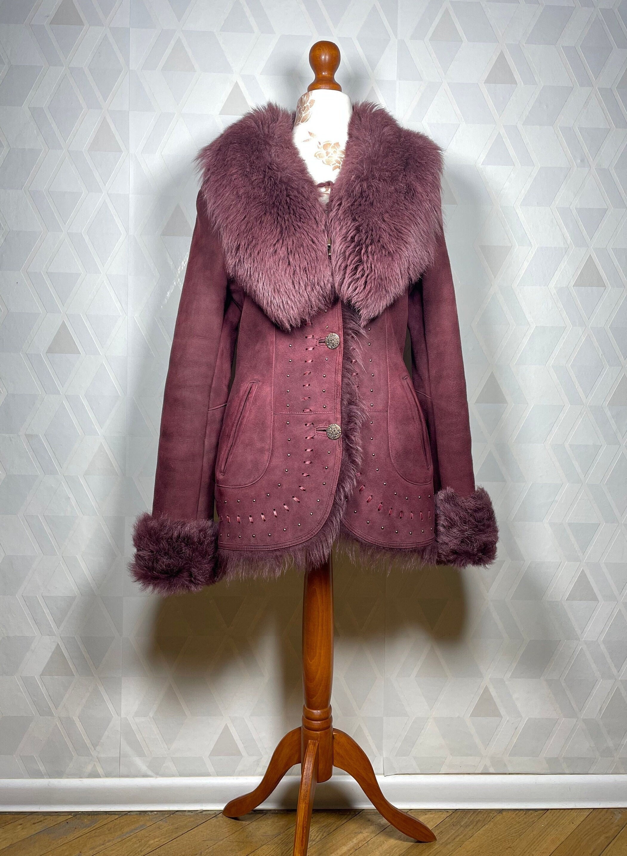 Burgundy shaggy coat best sale